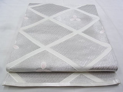 平和屋着物◎六通柄袋帯 唐織 菱吉祥文 九百白眉錦 銀糸 逸品 BAAG9652if