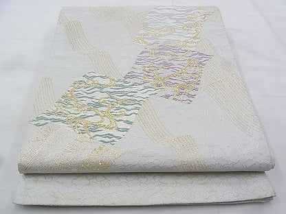 平和屋着物◎六通柄袋帯 色紙流し 金銀糸 逸品 BAAG9665if