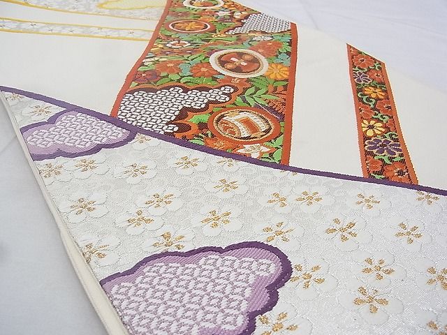 平和屋着物◎六通柄袋帯 唐織 宝尽くし花文 金銀糸 逸品 BAAG9659if