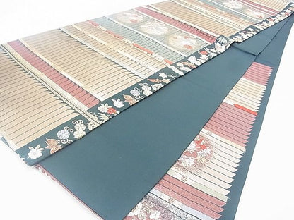 平和屋着物◎六通柄袋帯 唐織 格天井鳳凰花丸文 金糸 逸品 BAAG9672if