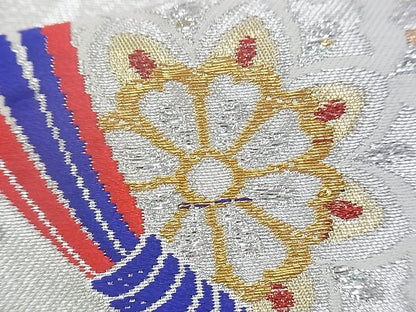 平和屋着物◎六通柄袋帯 唐織 正倉院束熨斗文様 金銀糸 逸品 BAAG9684if