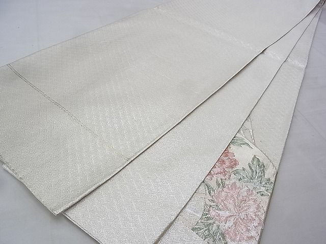 平和屋着物◎佐賀錦　太鼓柄袋帯　扇面花文　金銀糸　逸品　BAAG9691if