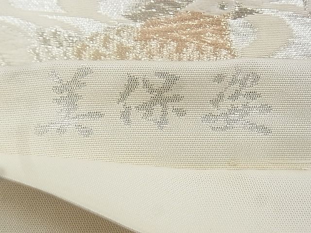 平和屋着物◎六通柄袋帯 唐織 美保姿 地紙鴛鴦草花文 金銀糸 逸品 BAAG6442xa