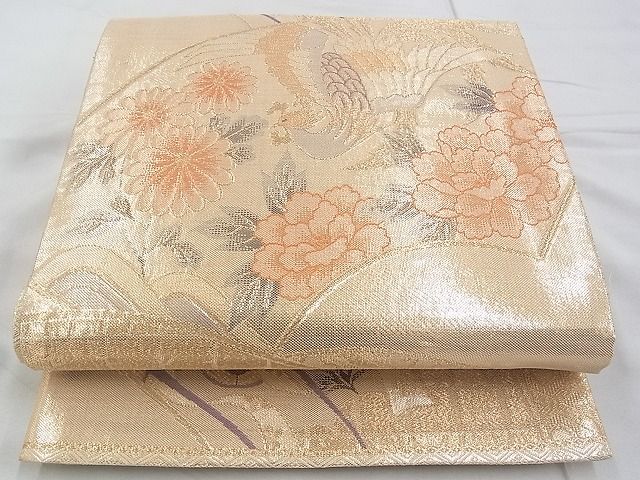 平和屋着物◎佐賀錦 六通柄袋帯 鳳凰地紙御所車花文 金糸 逸品 BAAG6449xa