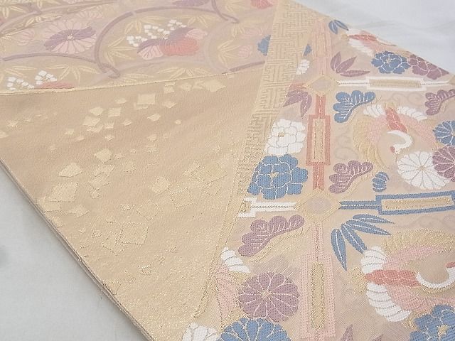 平和屋着物◎六通柄袋帯 唐織 有職草花文 金糸 逸品 BAAG6443xa