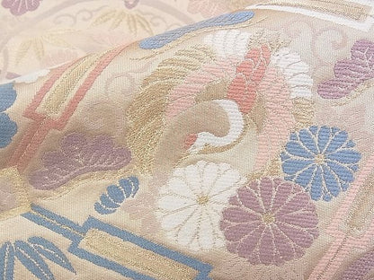 平和屋着物◎六通柄袋帯 唐織 有職草花文 金糸 逸品 BAAG6443xa