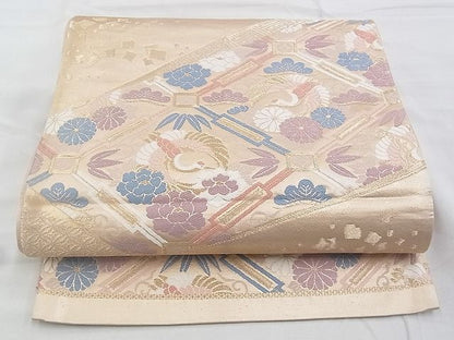 平和屋着物◎六通柄袋帯 唐織 有職草花文 金糸 逸品 BAAG6443xa