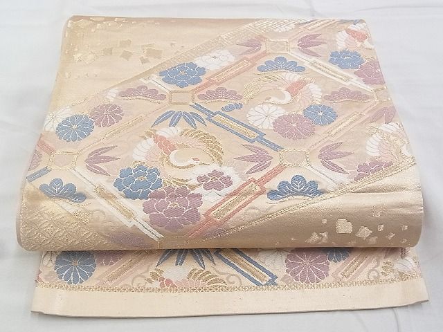平和屋着物◎六通柄袋帯 唐織 有職草花文 金糸 逸品 BAAG6443xa