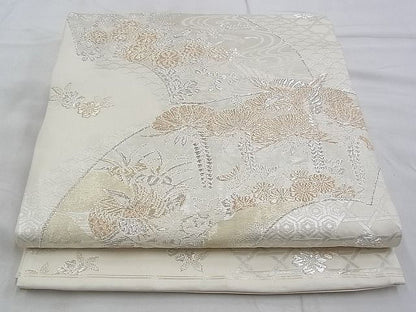 平和屋着物◎六通柄袋帯 唐織 美保姿 地紙鴛鴦草花文 金銀糸 逸品 BAAG6442xa