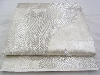 平和屋着物◎六通柄袋帯 唐織 孔雀 銀糸 逸品 BAAG6456xa