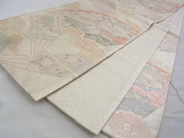 平和屋着物◎佐賀錦 六通柄袋帯 桧扇鳳凰花文 金糸 逸品 BAAG6467xa