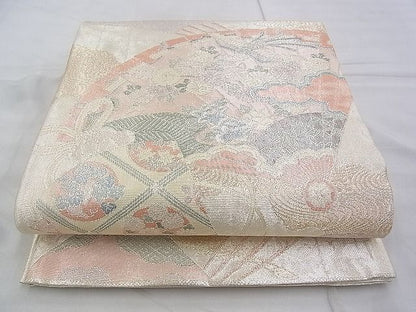 平和屋着物◎佐賀錦 六通柄袋帯 桧扇鳳凰花文 金糸 逸品 BAAG6467xa