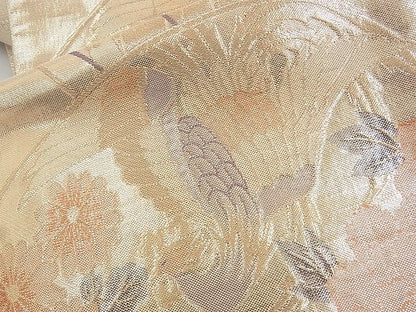 平和屋着物◎佐賀錦 六通柄袋帯 鳳凰地紙御所車花文 金糸 逸品 BAAG6449xa