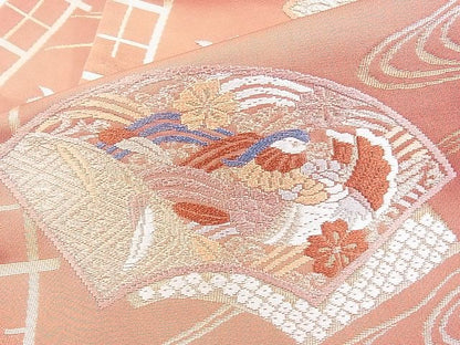平和屋着物◎西陣 六通柄袋帯 唐織 地紙流水草花文 金糸 逸品 BAAG6461xa