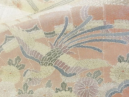 平和屋着物◎佐賀錦 六通柄袋帯 桧扇鳳凰花文 金糸 逸品 BAAG6467xa