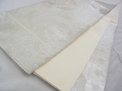 平和屋着物◎六通柄袋帯 唐織 孔雀 銀糸 逸品 BAAG6456xa