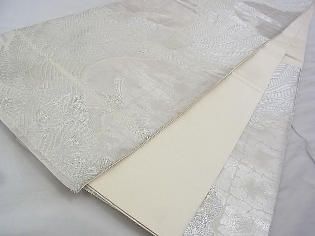 平和屋着物◎六通柄袋帯 唐織 孔雀 銀糸 逸品 BAAG6456xa