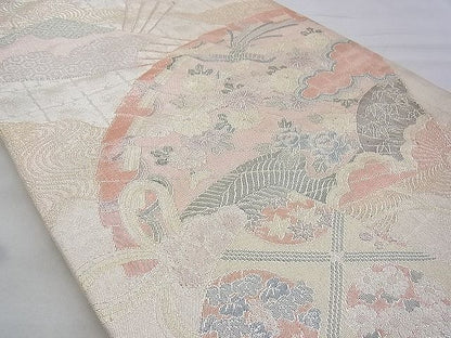 平和屋着物◎佐賀錦 六通柄袋帯 桧扇鳳凰花文 金糸 逸品 BAAG6467xa