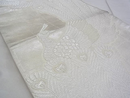 平和屋着物◎六通柄袋帯 唐織 孔雀 銀糸 逸品 BAAG6456xa