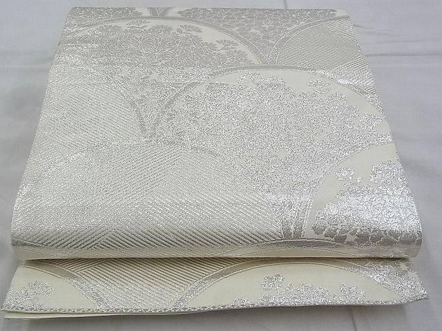 平和屋着物◎六通柄袋帯 花青海波 銀糸 逸品 BAAG6454xa