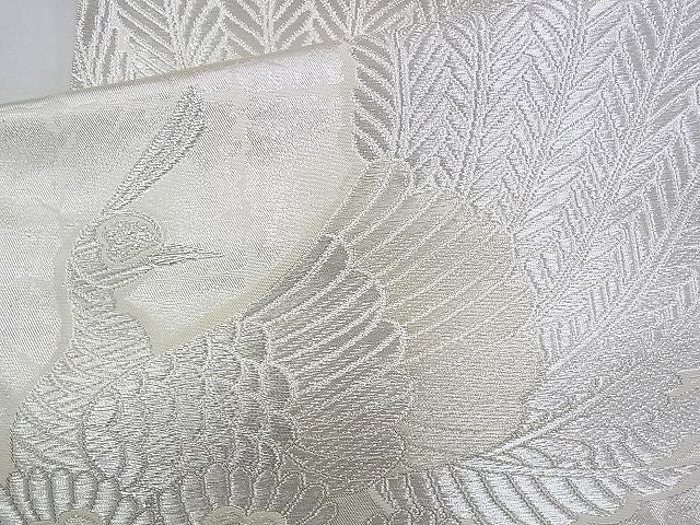 平和屋着物◎六通柄袋帯 唐織 孔雀 銀糸 逸品 BAAG6456xa