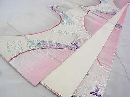 平和屋着物◎六通柄袋帯 唐織 孔雀 銀糸 逸品 BAAG6479xa