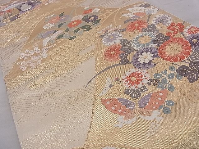 平和屋着物◎六通柄袋帯 唐織 能小袖 金糸 逸品 BAAG9046iy