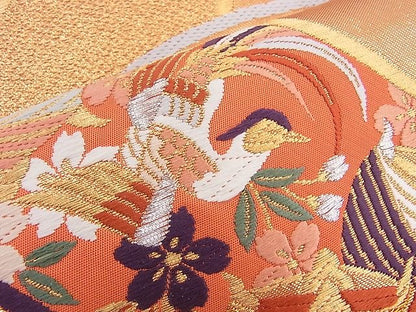 平和屋着物◎六通柄袋帯 唐織 鳳凰花鳥文 金糸 逸品 BAAG9043iy