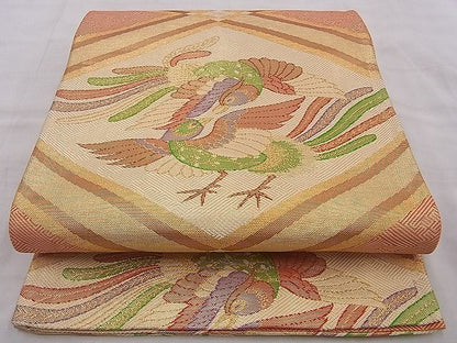 平和屋着物◎佐賀錦 六通柄袋帯 鳳凰菱花唐草文 金糸 逸品 BAAG9051iy