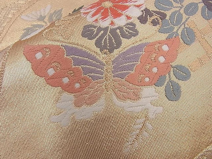 平和屋着物◎六通柄袋帯 唐織 能小袖 金糸 逸品 BAAG9046iy