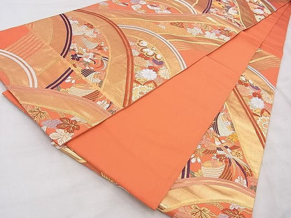 平和屋着物◎六通柄袋帯 唐織 鳳凰花鳥文 金糸 逸品 BAAG9043iy