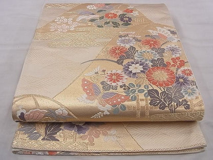 平和屋着物◎六通柄袋帯 唐織 能小袖 金糸 逸品 BAAG9046iy