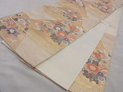 平和屋着物◎六通柄袋帯 唐織 能小袖 金糸 逸品 BAAG9046iy
