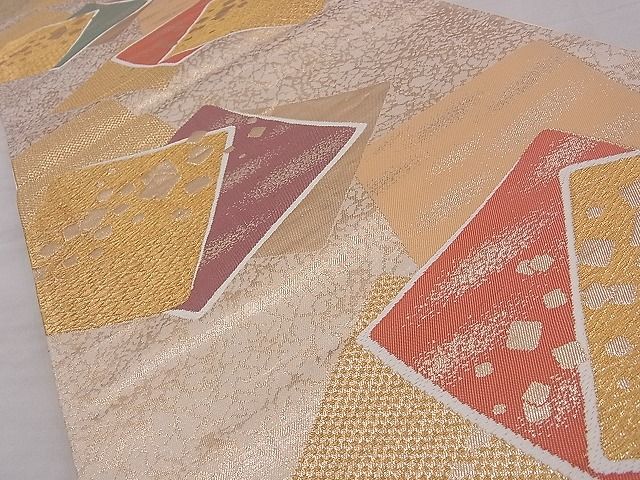平和屋着物◎六通柄袋帯 唐織 色紙散らし 金糸 逸品 BAAG9062iy