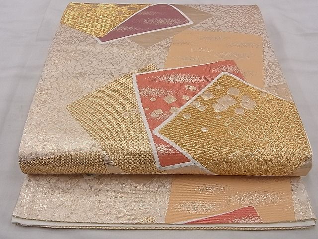 平和屋着物◎六通柄袋帯 唐織 色紙散らし 金糸 逸品 BAAG9062iy