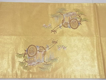 平和屋着物■太鼓柄袋帯 唐織 御所の庭 金糸 引箔 逸品 BAAG1576ea