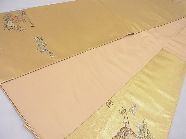 平和屋着物■太鼓柄袋帯 唐織 御所の庭 金糸 引箔 逸品 BAAG1576ea