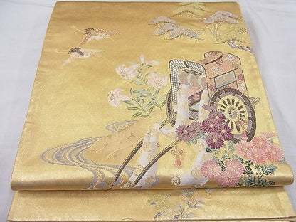 平和屋着物■太鼓柄袋帯 唐織 御所の庭 金糸 引箔 逸品 BAAG1576ea