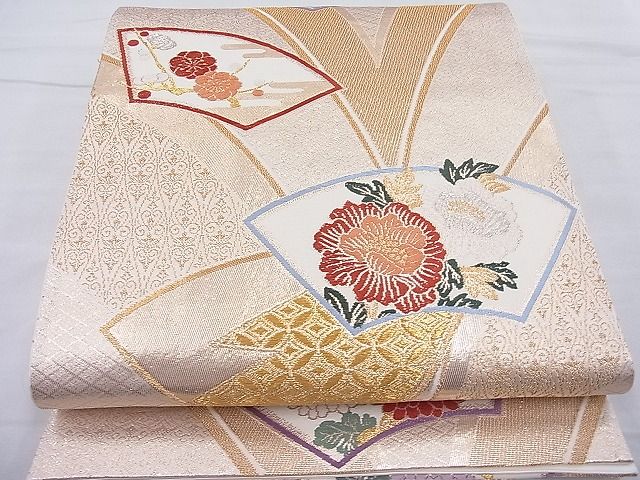 平和屋着物◎六通柄袋帯 唐織 地紙吉祥花文 金糸 逸品 BAAG6290ea