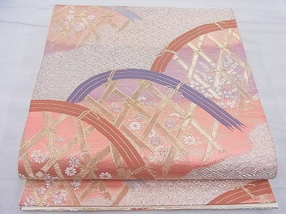 平和屋着物◎六通柄袋帯 唐織 籬秋草文 金糸 逸品 BAAG6284ea