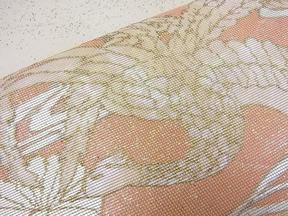 平和屋着物■六通柄袋帯 螺鈿箔 鳳凰吉祥屏風文様 金糸 逸品 BAAG6339ea