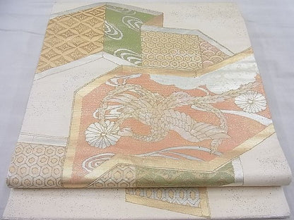 平和屋着物■六通柄袋帯 螺鈿箔 鳳凰吉祥屏風文様 金糸 逸品 BAAG6339ea