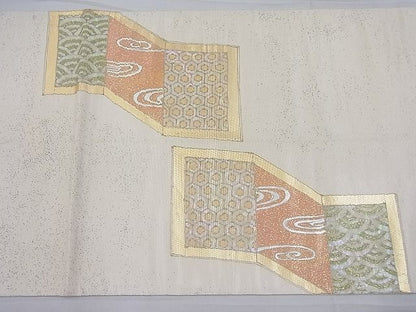 平和屋着物■六通柄袋帯 螺鈿箔 鳳凰吉祥屏風文様 金糸 逸品 BAAG6339ea