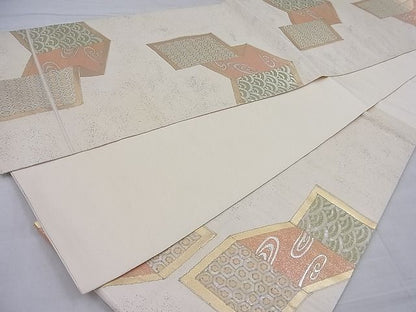 平和屋着物■六通柄袋帯 螺鈿箔 鳳凰吉祥屏風文様 金糸 逸品 BAAG6339ea