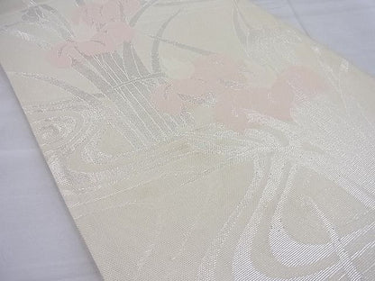 平和屋着物■夏物 六通柄袋帯 流水杜若文様 銀糸 逸品 BAAH0213ea