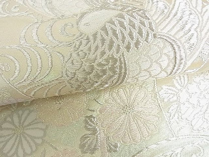 平和屋着物■六通柄袋帯 花鳥丸文 銀糸 逸品 DAAF3461sf