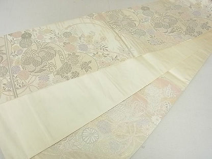 平和屋着物■六通柄袋帯 花鳥丸文 銀糸 逸品 DAAF3461sf