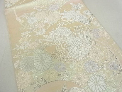 平和屋着物■六通柄袋帯 花鳥丸文 銀糸 逸品 DAAF3461sf
