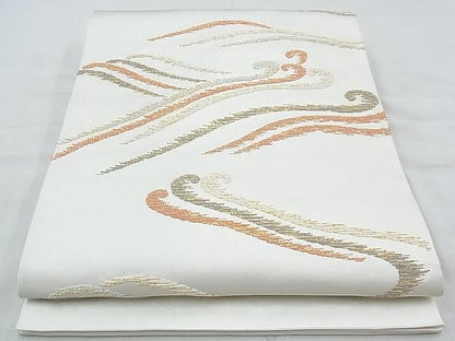 平和屋着物◎太鼓柄袋帯 総刺繍 立波文様 金糸 逸品 BAAG5083ns