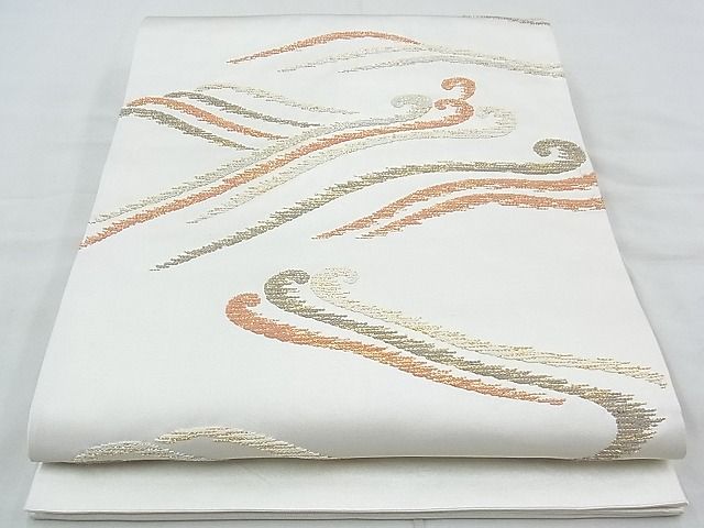 平和屋着物◎太鼓柄袋帯 総刺繍 立波文様 金糸 逸品 BAAG5083ns